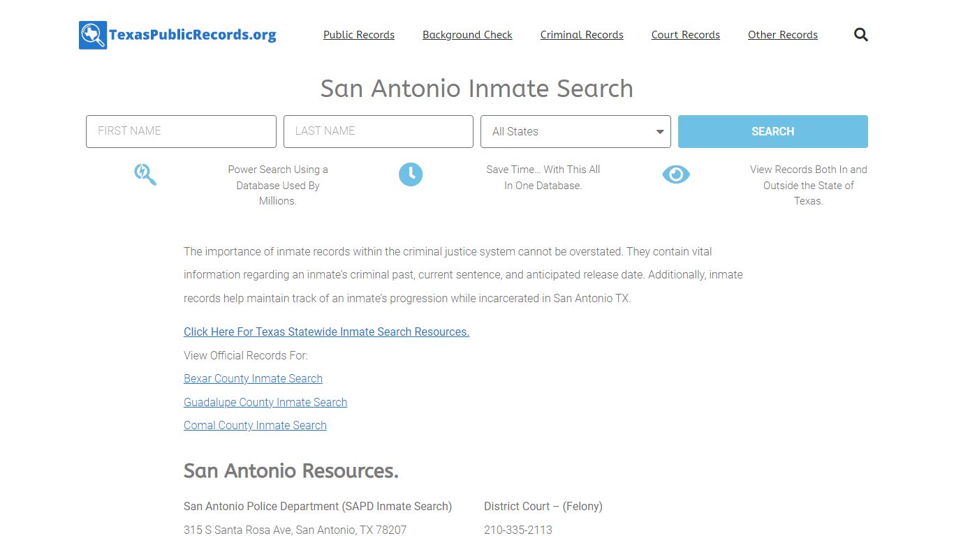 San Antonio Inmate Search - SAPD Current & Past Jail Records